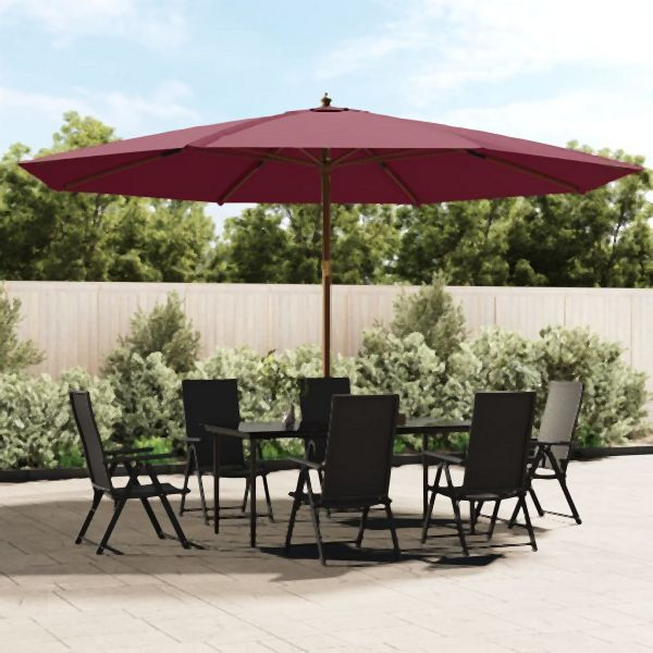 vidaXL Sonnenschirm mit Holzmast Bordeauxrot 400x273 cm, 363179