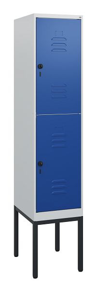 C+P Doppelstöckiger Spind Classic PLUS, Gestell, 1950x400x500mm, 7035/5010, Drehriegel, 0803305-12 S10003