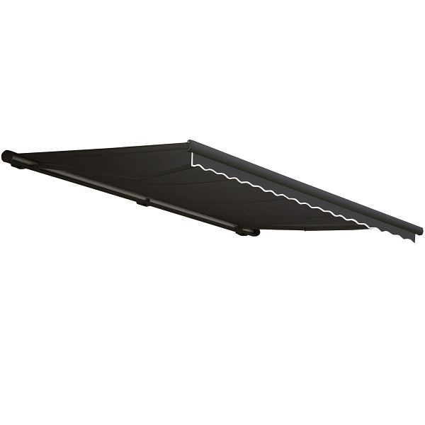 Mendler Elektrische Kassetten-Markise T122, Vollkassette Volant 4x3m, Polyester Anthrazit, anthrazit, 58265+58310+62473