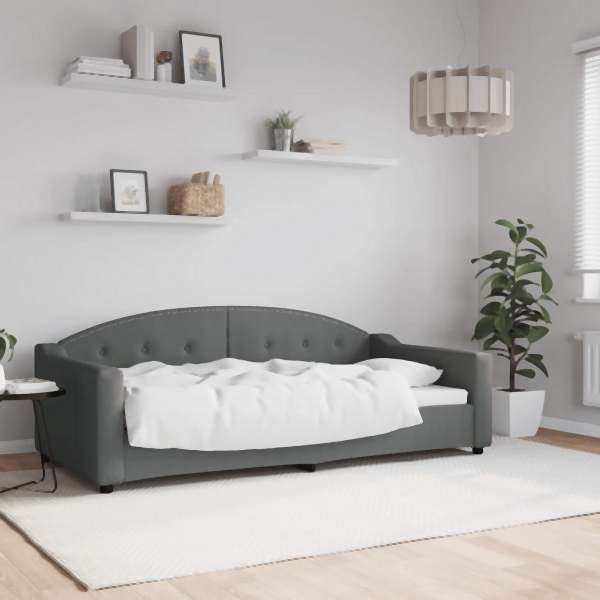 vidaXL Tagesbett Dunkelgrau 90x190 cm Stoff, Massivholz, 354194
