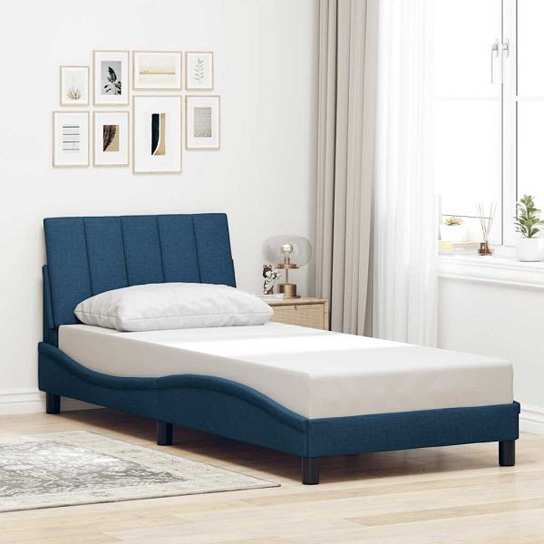 vidaXL Bettgestell ohne Matratze Blau 90x200 cm Stoff, 3310369
