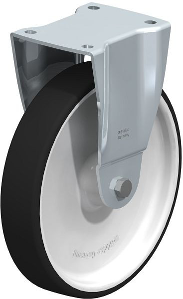 Blickle BH-POTH 250G Stahlblech-Bockrolle, Schwerlast-Ausführung, mit Anschraubplatte, Thermoplastisches Polyurethan, Grau, 754068