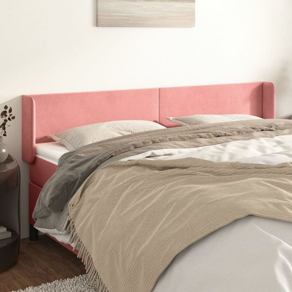 vidaXL Kopfteil mit Ohren Rosa 163x16x78/88 cm Samt, 3118547
