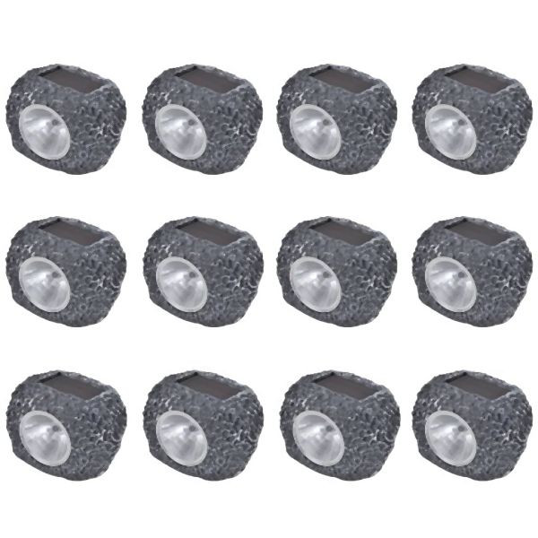 vidaXL Outdoor LED-Solarstrahler 12 Stück Steinform, 41168