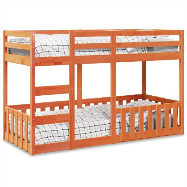vidaXL Etagenbett Wachsbraun 75x190 cm Massivholz Kiefer, 3308597