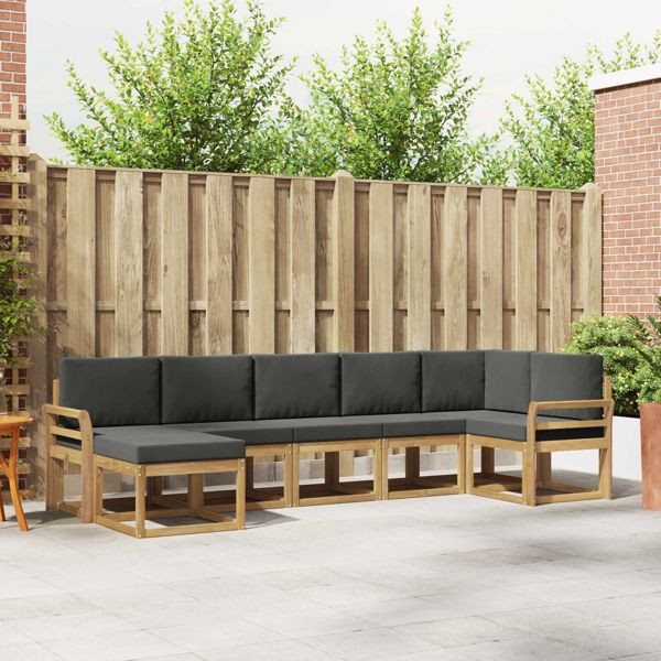 vidaXL Outdoor-Sofagarnitur 7-teilig Weiß und Anthrazit Polyester, 3387946