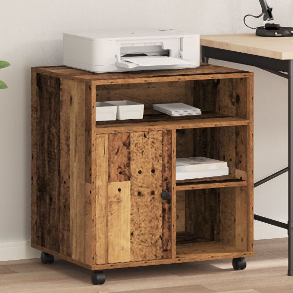 vidaXL Druckerständer mit Rollen Altes Holz 60x50x67 cm, 862282