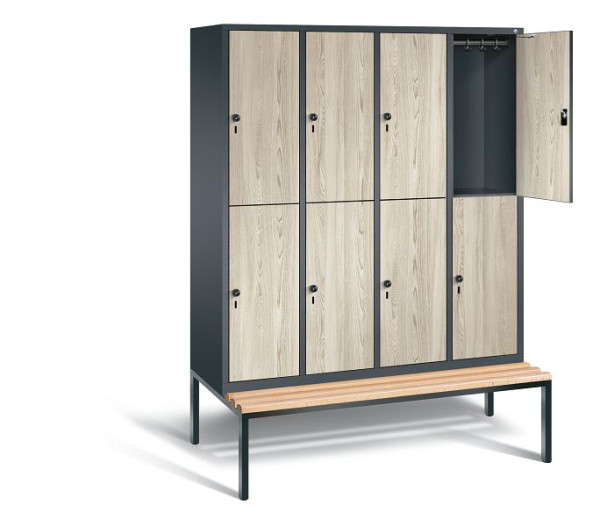 C+P Spind doppelstöckig Evolo, H2090xB1590xT810mm, Farbe: Anthrazitgrau / Dekor Sen-Esche, 48350-42 S10260