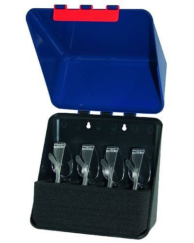 DENIOS Midibox zur Aufbewahrung von 4 Schutzbrillen, blau, 123604
