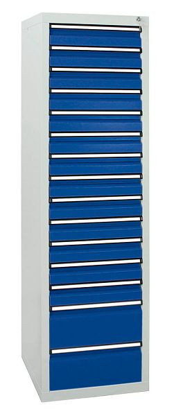stumpf Schubladenschrank Serie STS 410, RAL 7035/5010, 15 Schubladen (13x100, 2x200 mm), 7105774