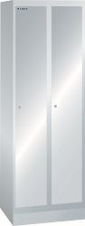 LISTA Garderobenschrank (BxTxH) 600x500x1800mm 2 Abteile, gelochte Tür, Farbe: Lichtgrau, Zylinderschloss, 94.552.020