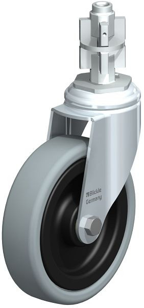 Blickle LKRA-VPA 126K-11-E15 Apparate-Lenkrolle mit Expander, Vollgummi, Grau, 284042