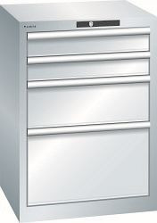 LISTA Schubladenschrank 27x27E (BxTxH) 564x572x800mm KEY Lock, Lichtgrau, 4 Schubladen, 78.289.020