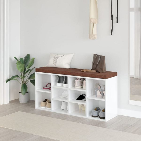 vidaXL Schuhbank Hochglanz-Weiß 103x30x48 cm Holzwerkstoff, 342611