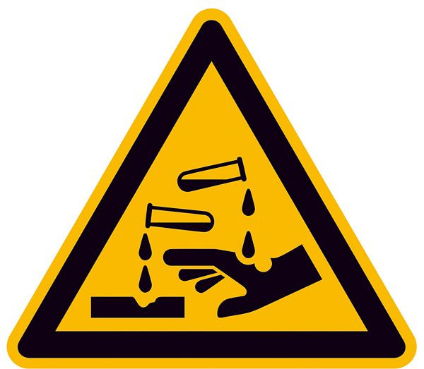 SafetyMarking Warnschild, Warnung vor ätzenden Stoffen, Länge 10 cm, Folie, selbstklebend, 21.A8110