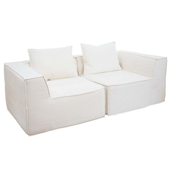 Mendler 2er-Sofa/Zubehör für Sofa HWC-O54, Couch 2-Sitzer Loungesofa, modular Stoff/Textil (300g/m²) 63x194x97cm, creme, 153400+153401