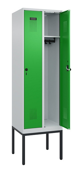 C+P Spind Evolo PLUS, Gestell, 2 Abteile, 2120x600x500mm, 7035/6037, Verschluss Drehriegel, Ablageböden 2, 0490307-20 S10011