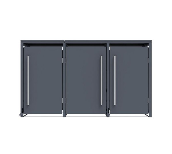 Westmann Mülltonnenbox Pedura 3, 3x 240L, mit Fußpedal Anthrazit, 80x199x116 cm, WMJGBF214LH-3