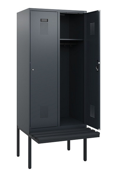 C+P Spind Evolo PLUS, 2 Abteile, 1950x800x815mm, 7016/7016, Zylinderschloss, Material Sitzfläche Kunststoff, 0490405-22 S10097