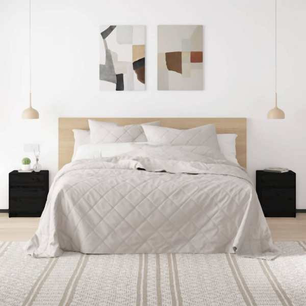 vidaXL Nachtschränke 2 Stück Schwarz 40x31x50 cm Massivholz Kiefer, 808132
