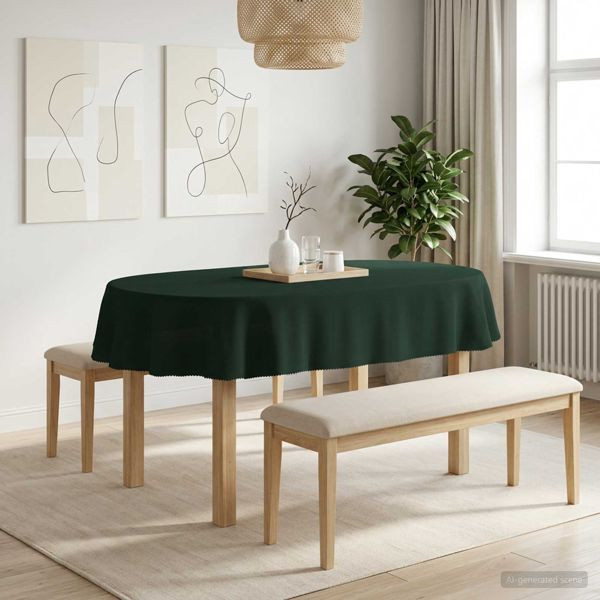 vidaXL Tischdecke 5 stk. Oval Dunkelgrün 160 x 220 cm Polyester, 42040284