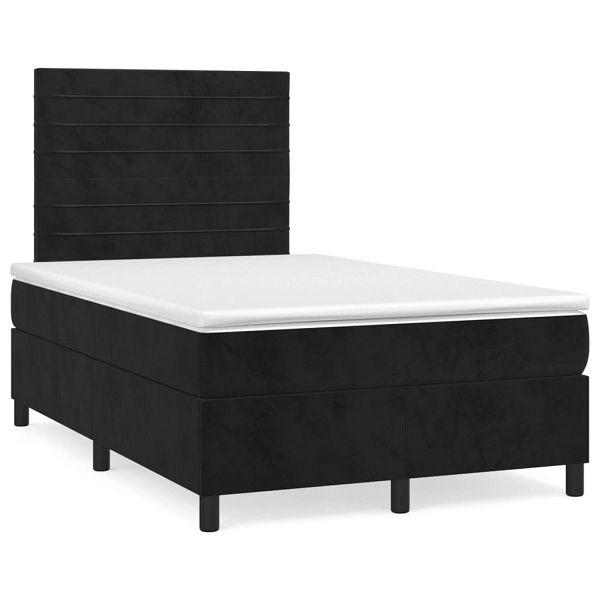 vidaXL Boxspringbett mit Matratze & LED Schwarz 120x190 cm Samt, 3270319