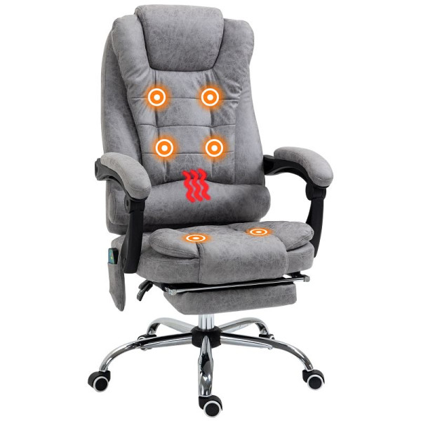 Vinsetto Bürostuhl mit Massagefunktion, ergonomisch, 65x160x104cm, Grau, 921-318V91GY