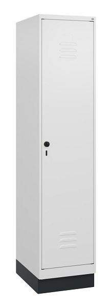 C+P Umkleidespind Classic PLUS mit Mitteltrennwand, Sockel, 1800x400x500mm, 9016/9016, Drehriegel, 0800207-12F S10014