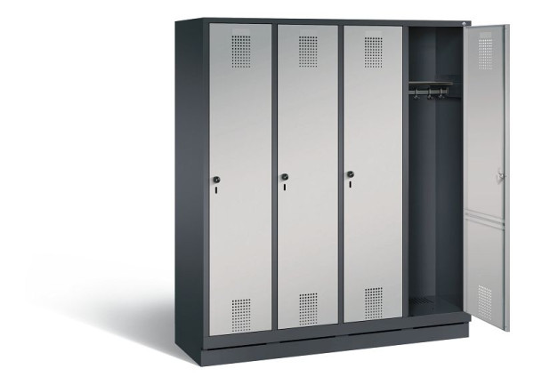 C+P Garderobenschrank Evolo, H1800xB1590xT500mm, Farbe: Schwarzgrau / Weißaluminium, 48020-42 S10072