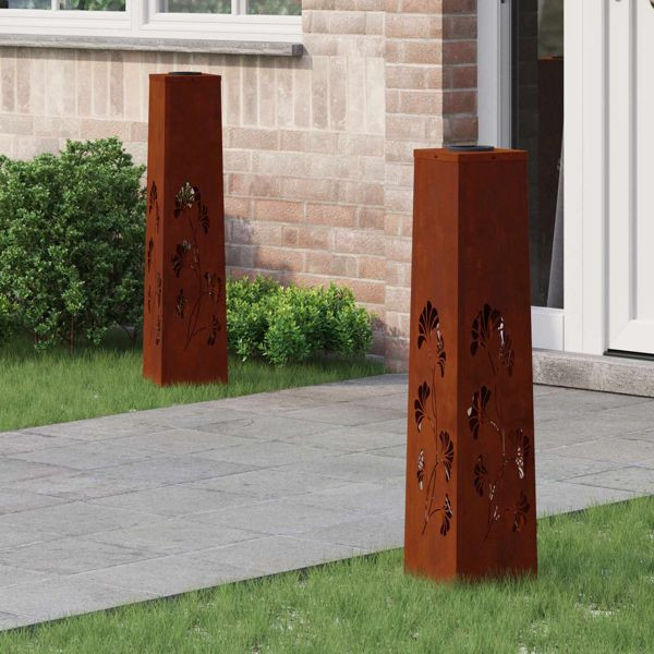 vidaXL Solar LED Weg Licht 2 pcs Cortenstahl Cortenstahl, 879764