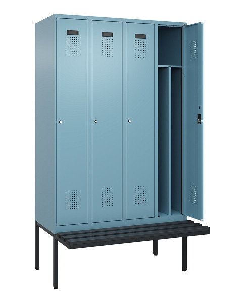 C+P Spind Evolo PLUS, 4 Abteile, 2120x1200x815mm, 0010/0010, Haken 4, Zylinderschloss, Material Sitzfläche Kunststoff, 0490407-40F S10101