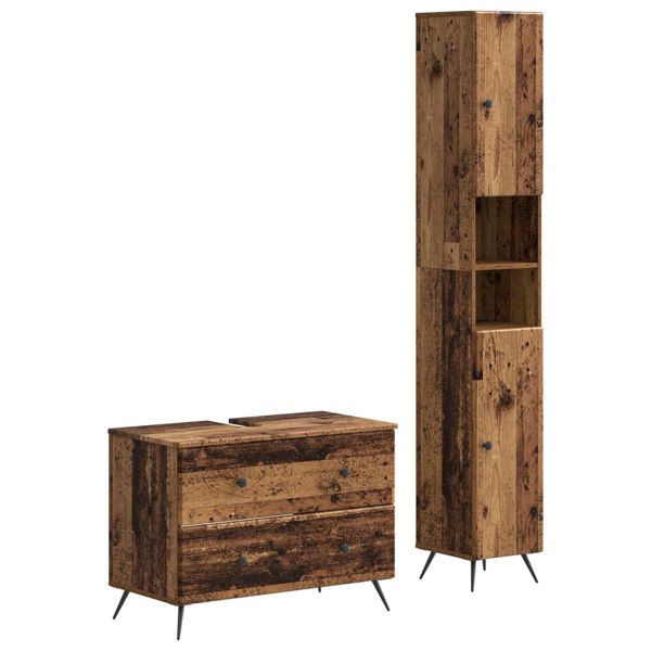 vidaXL 2-teiliges Badezimmer Schrank Set BREDA Altholz Holzwerkstoff, 3417565