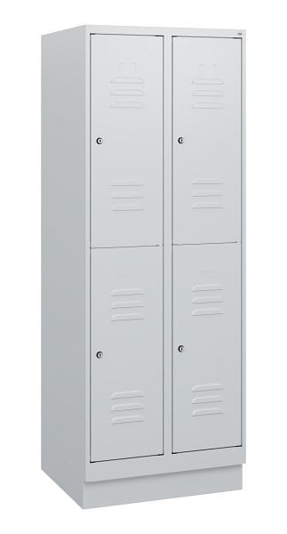 C+P Doppelstöckiger Spind Classic PLUS, Sockel, 2 Abteile, 1630x600x500mm, 7035/7035, Zylinderschlösser, 0803205-20 S10039