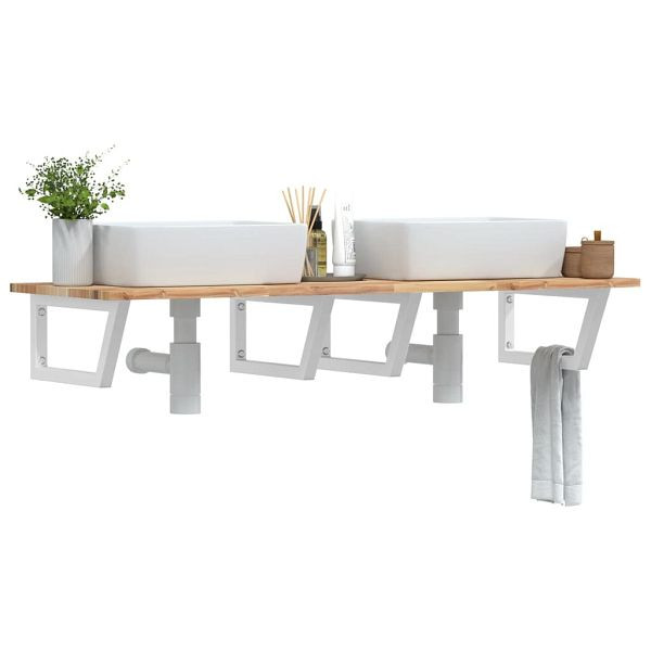 vidaXL Waschbeckenregal Wandmontage Stahl und Akazienholz, 3302790
