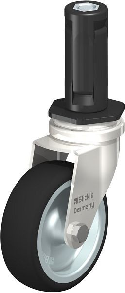 Blickle LRXA-PATH 75G-EXR03 Edelstahl-Apparate-Lenkrolle mit Expander, Thermoplastisches Polyurethan, Grau, 853358