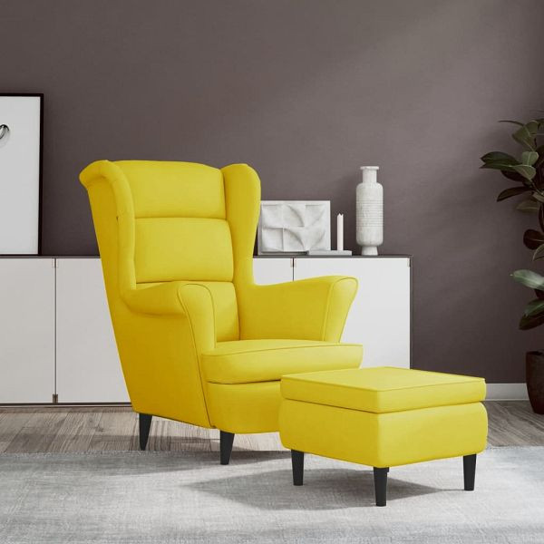 vidaXL Ohrensessel mit Hocker Senfgelb Samt, Top-Qualität, 3115938