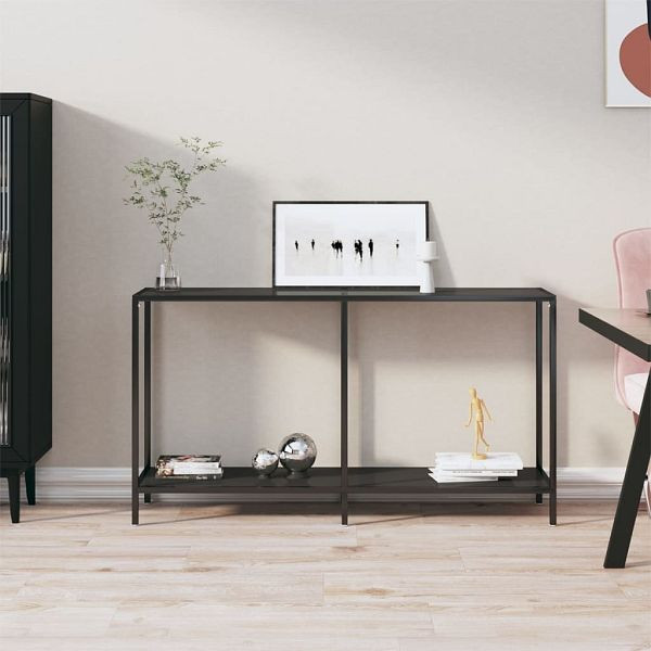 vidaXL Konsolentisch Schwarz 140x35x75,5 cm Hartglas, 331695
