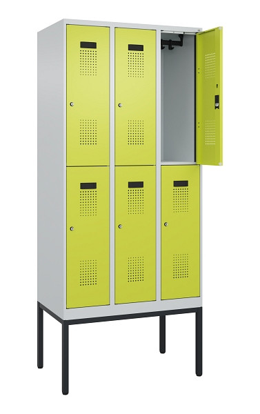 C+P Doppelstock-Spind Evolo PLUS, Gestell, 6 Fächer, 2120x900x500mm, 7035/0024, Zylinderschloss, 0493307-30 S10042