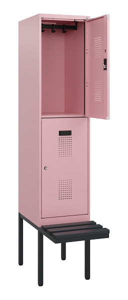 C+P Doppelstock-Spind Evolo PLUS, Bank, 2 Fächer, 1950x400x815mm, 3015/3015, Zylinderschloss, Sitzfläche Kunststoff, 0493405-12 S10157