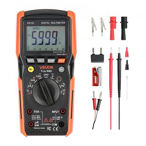 VEVOR Digitalmultimeter, 6000-Count TRMS, automatischer Bereich: Strom, Spannung, Widerstand, Kapazität, Temperatur, Dioden, WYB1000VACDCRIU9H001V9