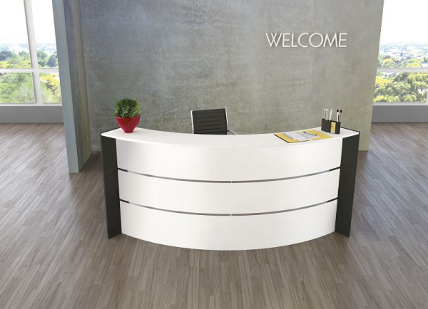 Kerkmann Bari Bogentheke, B 2574 mm x T 1225 mm x H 1120 mm, Farbe: weiß/anthrazit, (Montage), 21356210-1