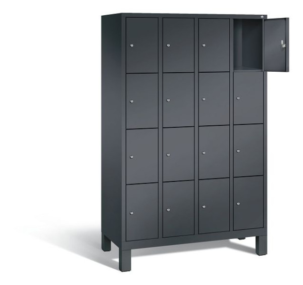 C+P Schließfachschrank Evolo, H1850xB1190xT500mm, Farbe: Schwarzgrau, 48010-404 S10013