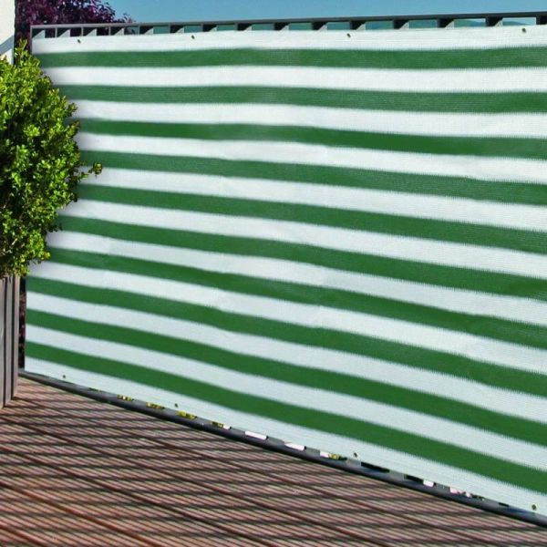 NOOR Balkonblende mit Ösen Sichtschutz Balkon, Größe etwa 0,90 x 3m Farbe: grün / weiß, 0265-2