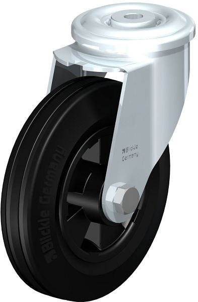 Blickle LER-VPP 160R Stahlblech-Lenkrolle mit Rückenloch, Vollgummi, Schwarz, 640573