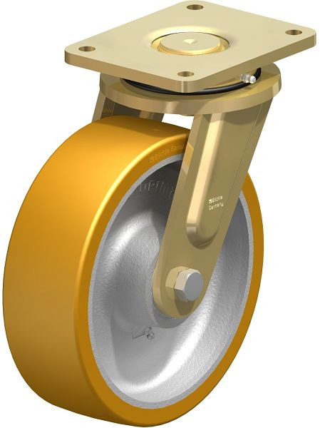 Blickle LS-GTH 252K Stahlgeschweißte Schwerlast-Lenkrolle, schwere Drehkranz-Ausführung, Blickle Extrathane®, Hellbraun, 97386