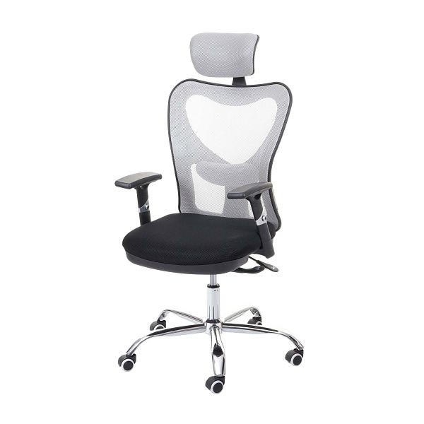 Mendler Bürostuhl HWC-F13, Schreibtischstuhl Drehstuhl, Sliding-Funktion 150kg belastbar Stoff/Textil, schwarz/grau, 69219
