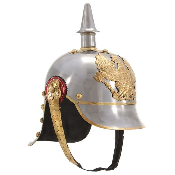 vidaXL Deutscher Preußischer Helm Antik Replik LARP Silbern Stahl, 286226