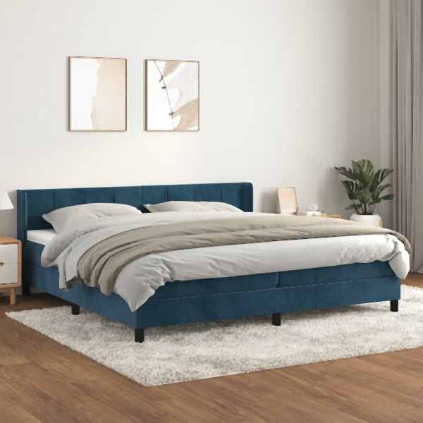 vidaXL Boxspringbett mit Matratze Dunkelblau 200x200 cm Samt, 3130983