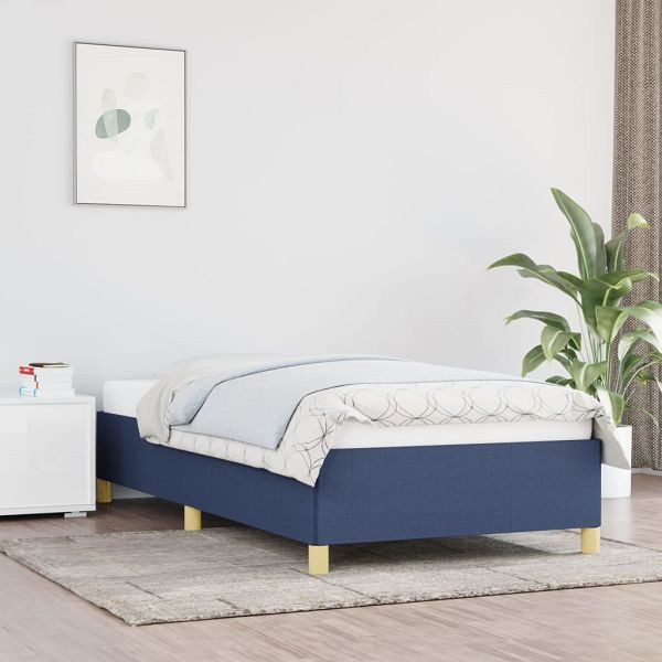 vidaXL Bettgestell Blau 90x200 cm Stoff, Polyester, 347139