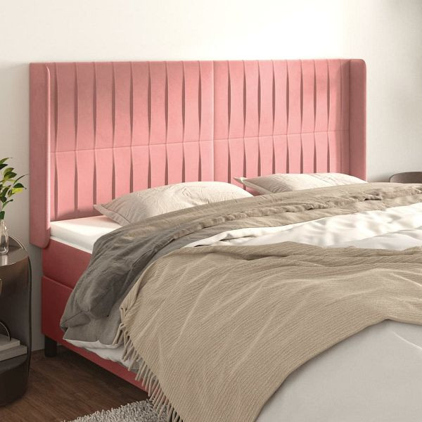 vidaXL Kopfteil mit Ohren Rosa 183x16x118/128 cm Samt, 3119883